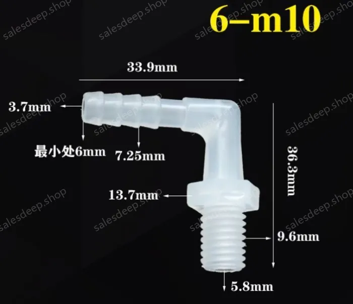 6-M10-M thread right angle elbow