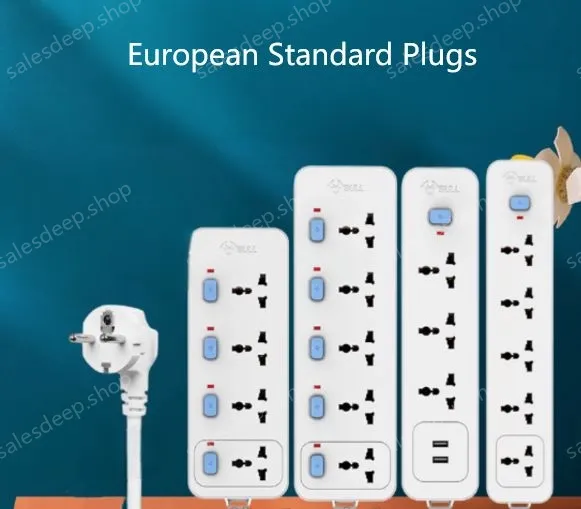 European standard split 3 jacks 3USB