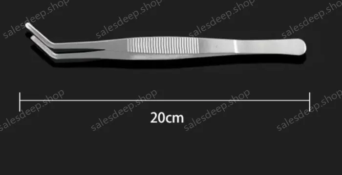 Stainless steel tweezers Curved round head (thick) 20cm